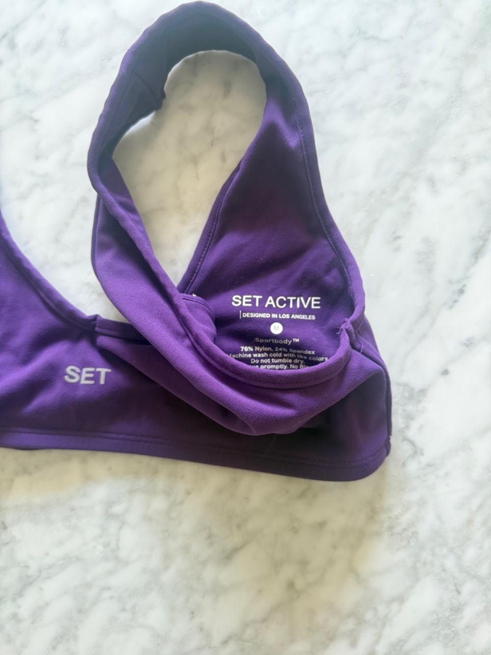 SET Active Sport Body Matching Set: Purple Dip Sports Bra, Legging, size medium - Picture 4 of 7